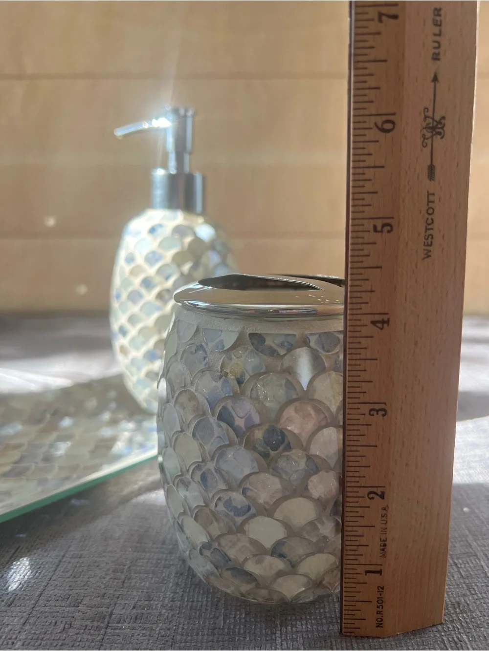 Macy's Iridescent Mosaic Glass Bath Set (3-Piece Mermaid Scale)